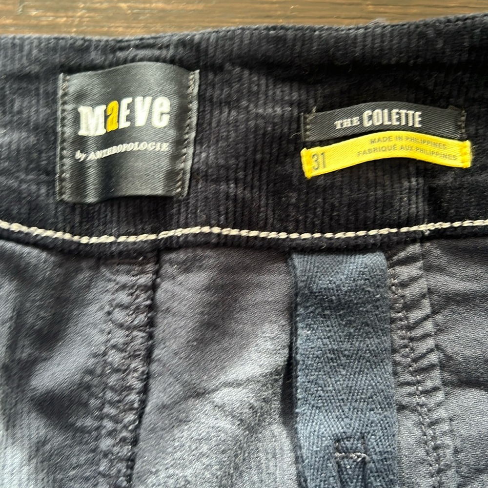 Maeve The Colette Wide Leg Cropped Corduroy Pant, Navy Blue Size 31.